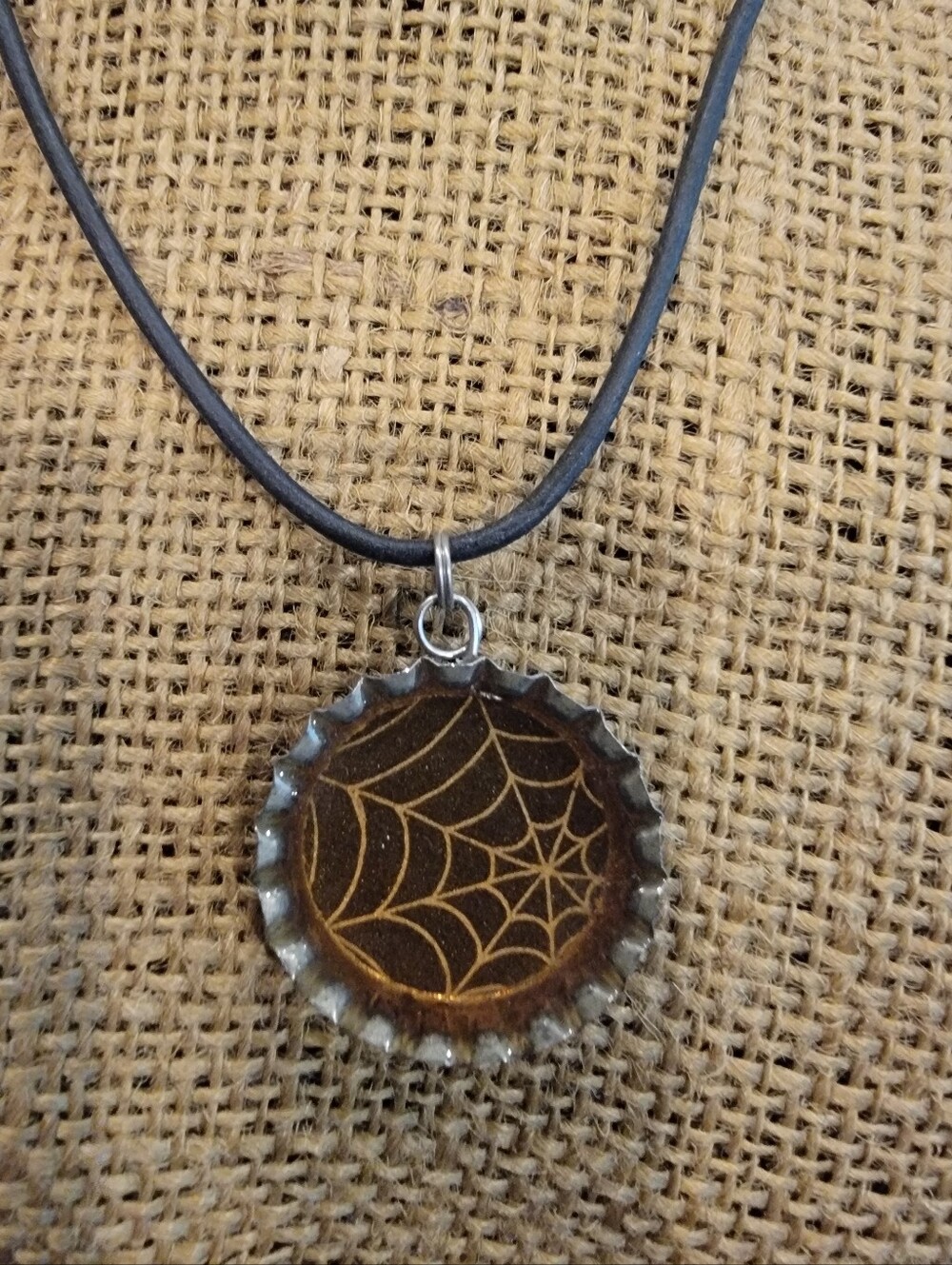 Halloween Spider web Bottle Cap Vintage Pendant Necklace